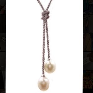 Savvy Cie Silver Cultured Pearl Knot ❤️ Necklace